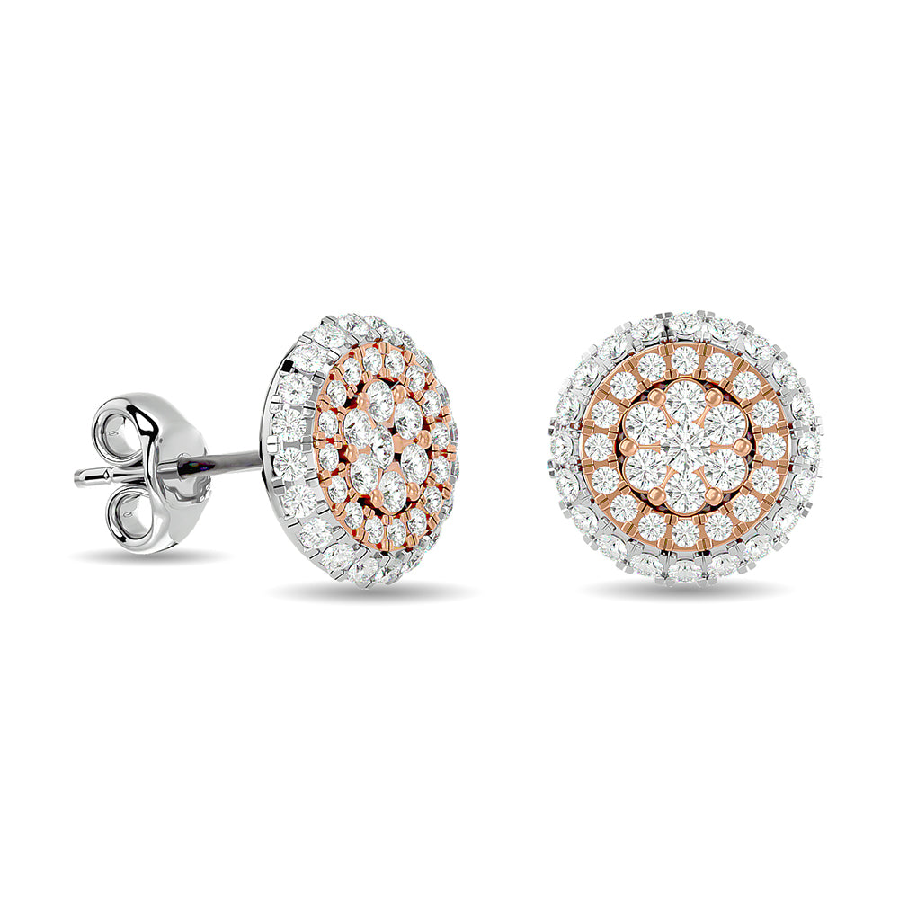 Diamond 5/8 ct tw Cluster Earrings in 14K Two Tone Gold