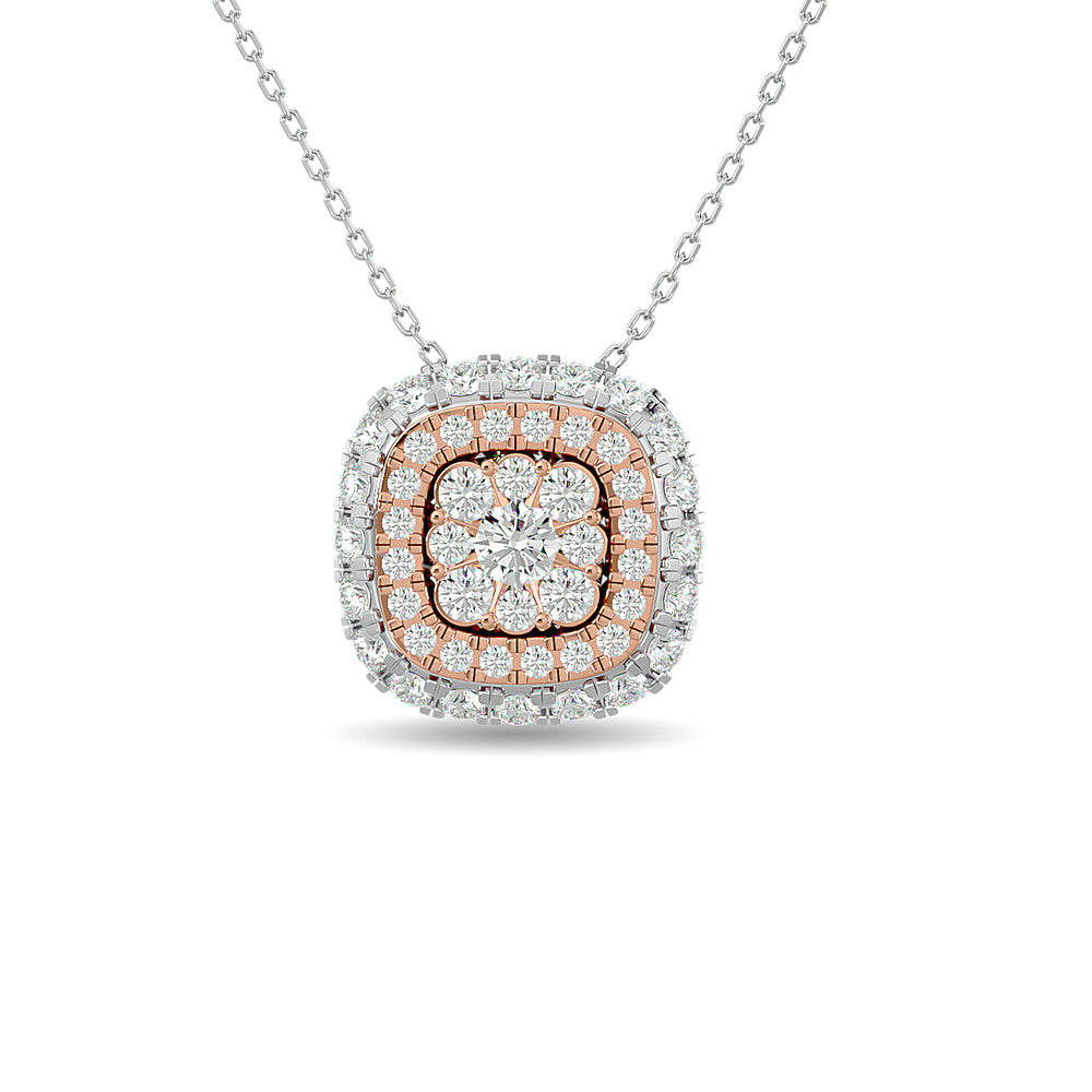 Diamond 1/2 Ct Tw Cluster Pendant In 14K Two Tone Gold