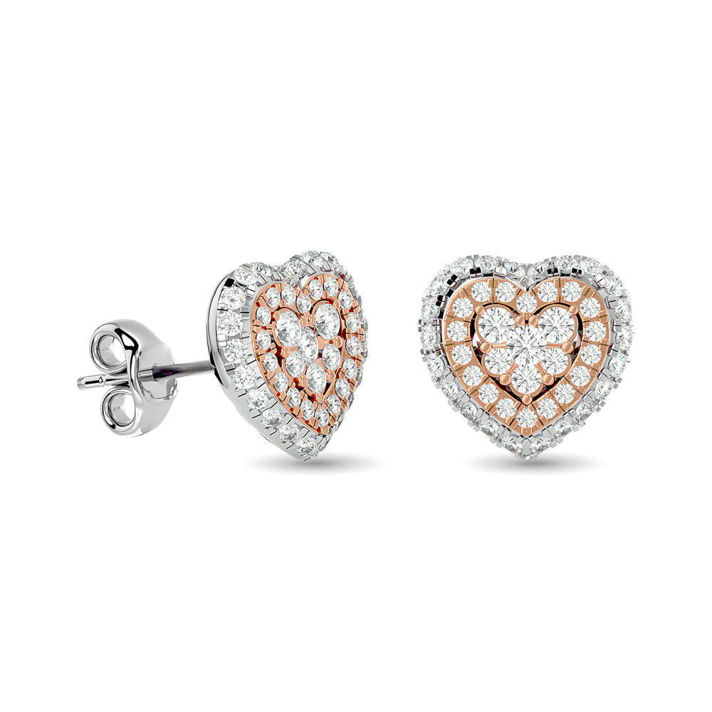 Diamond 5/8 Ct.Tw. Heart Earrings In 14K Two Tone Gold