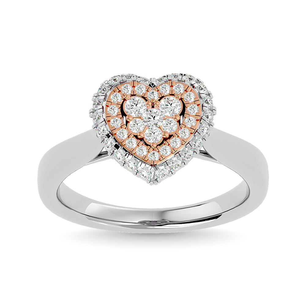 Diamond 1/2 Ct.Tw. Cluster Heart Ring In 14K Two Tone Gold