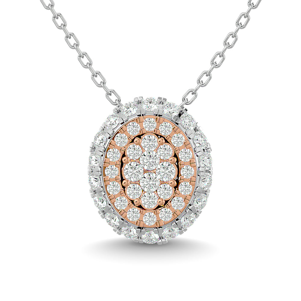 Diamond 1/2 Ct.Tw. Cluster Round Pendant In 14K Two Tone Gold