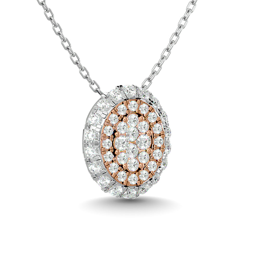 Diamond 1/2 Ct.Tw. Cluster Round Pendant in 14K Two Tone Gold