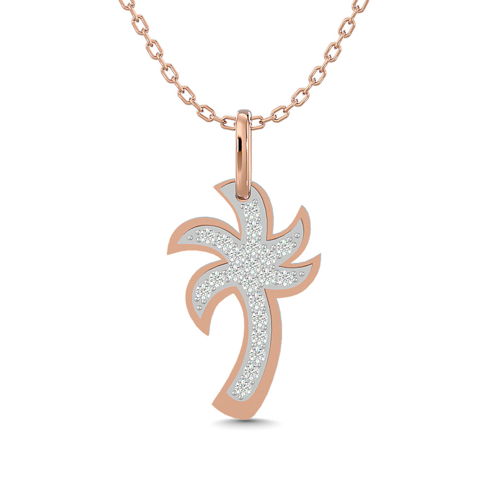 Diamond 1/10 Ct.Tw. Palm Tree Pendant In 14K Rose Gold