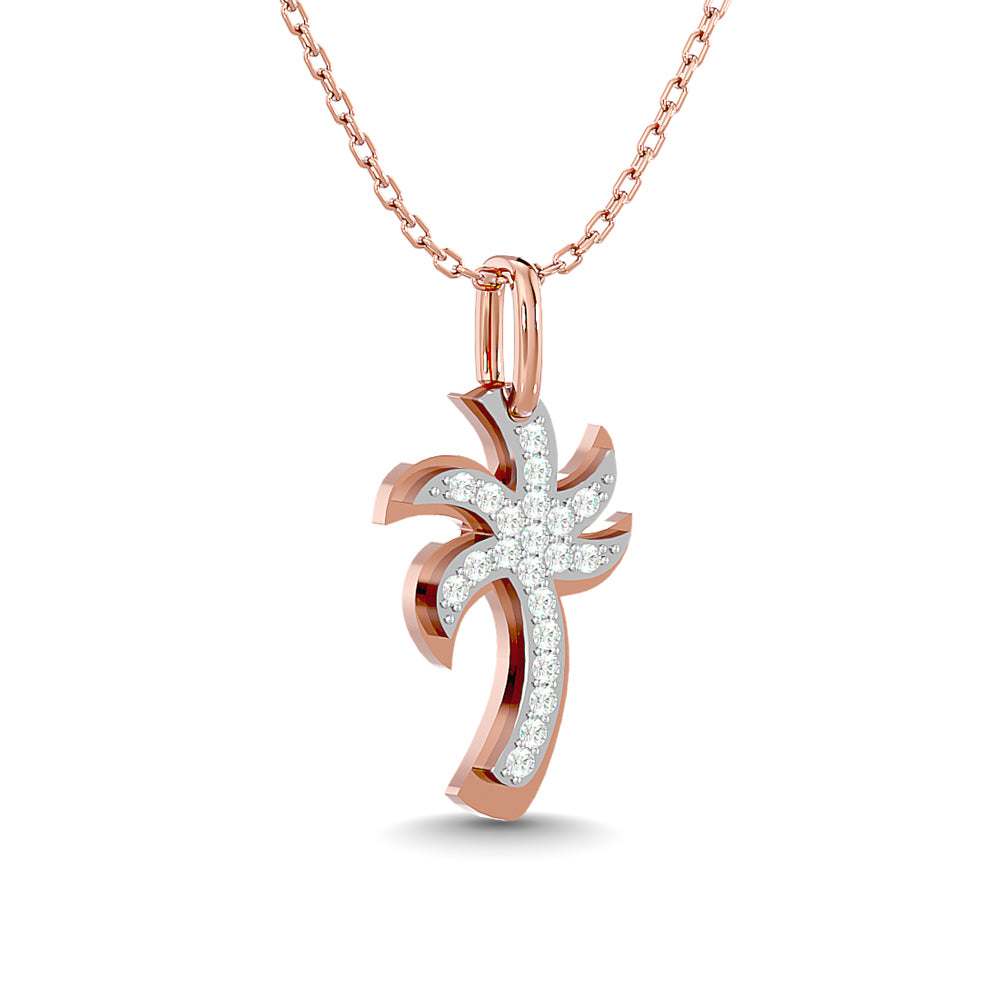 Diamond 1/10 Ct.Tw. Palm Tree Pendant in 14K Rose Gold