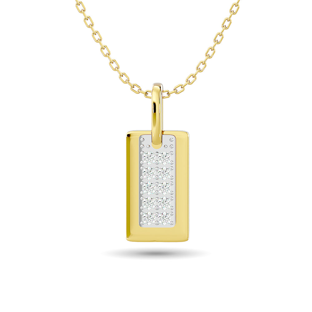 Diamond 1/10 Ct Tw Tag Pendant In 10K Yellow Gold