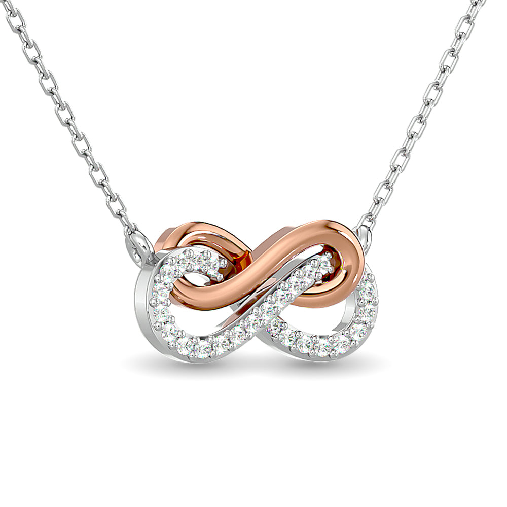Two Tone Diamond Infinity Necklace 1/6 Ct Tw