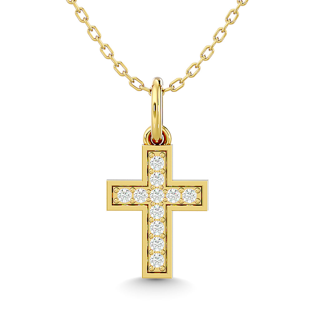Diamond 1/10 Ct.Tw. Cross Pendant In 10K Yellow Gold