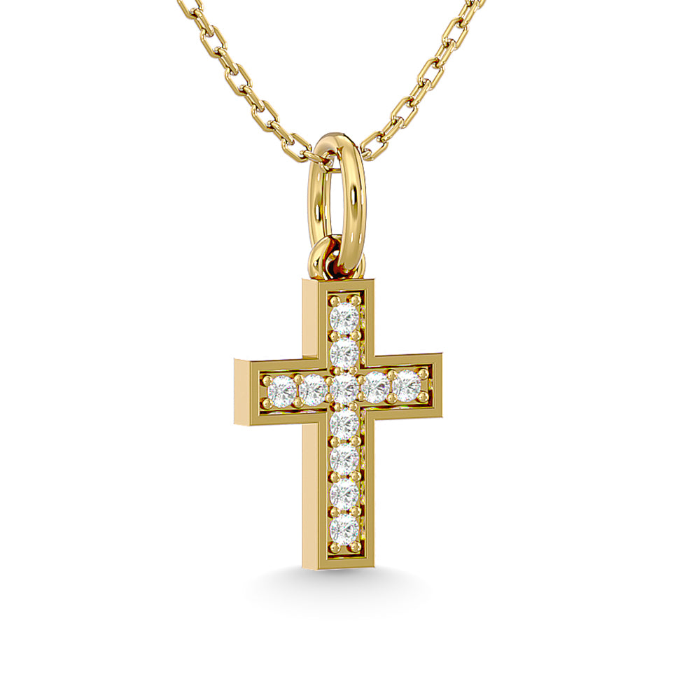 Diamond 1/10 Ct.Tw. Cross Pendant In 10K Yellow Gold