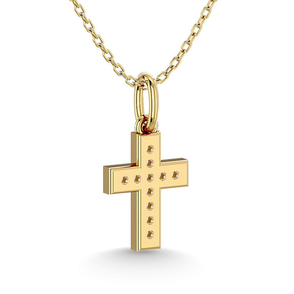 Diamond 1/10 Ct.Tw. Cross Pendant In 10K Yellow Gold
