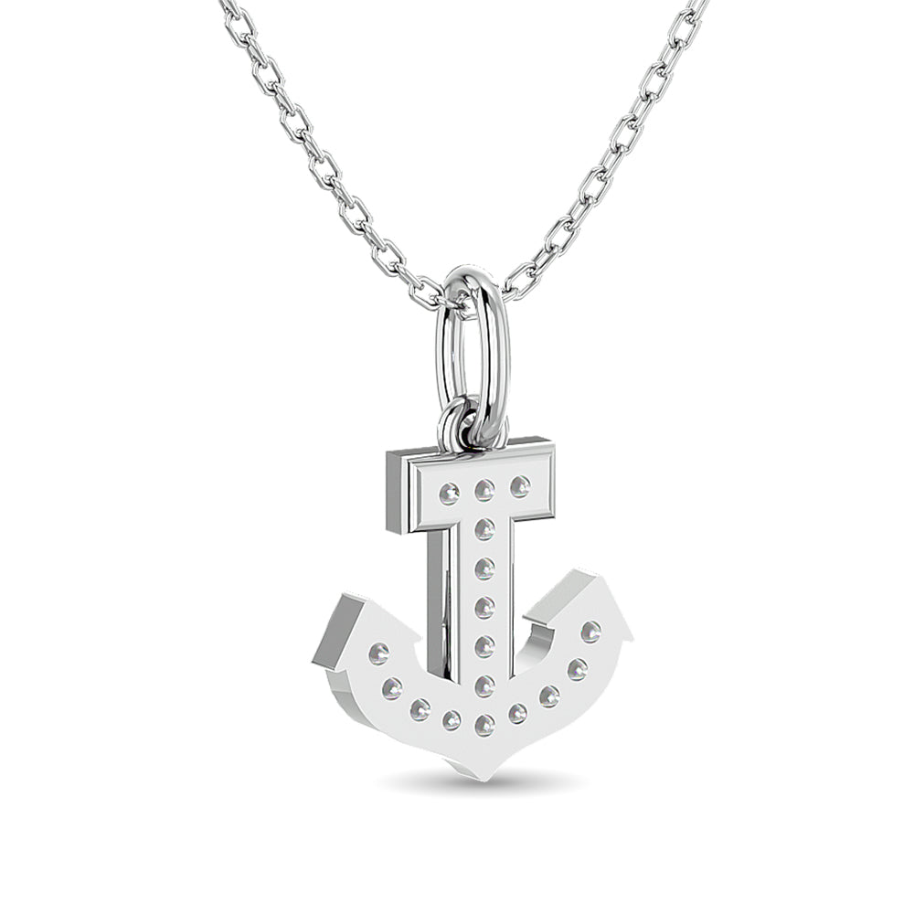 Diamond Anchor Pendant 1/10 Ct Tw In 10K White Gold