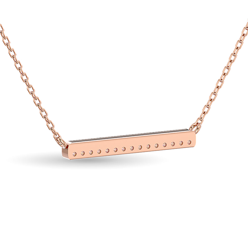 Diamond 1/6 Ct Tw Bar Necklace In 10K Rose Gold