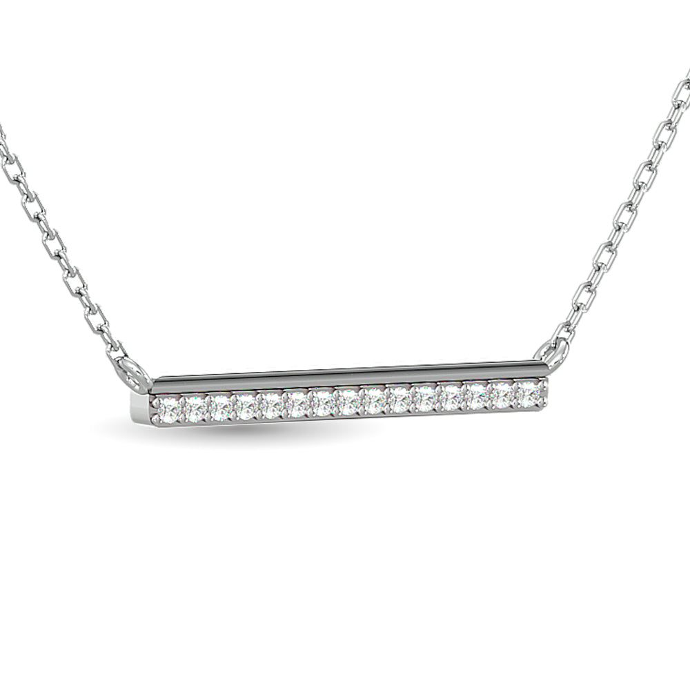 Diamond Round Cut Bar Fashion Necklace 1/6 Ct Tw In 10K White Gold