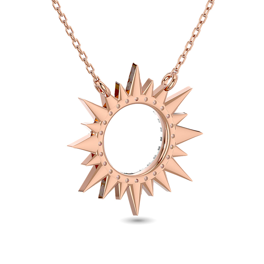 Diamond 1/8 Ct Tw Sun Necklace In 10K Rose Gold
