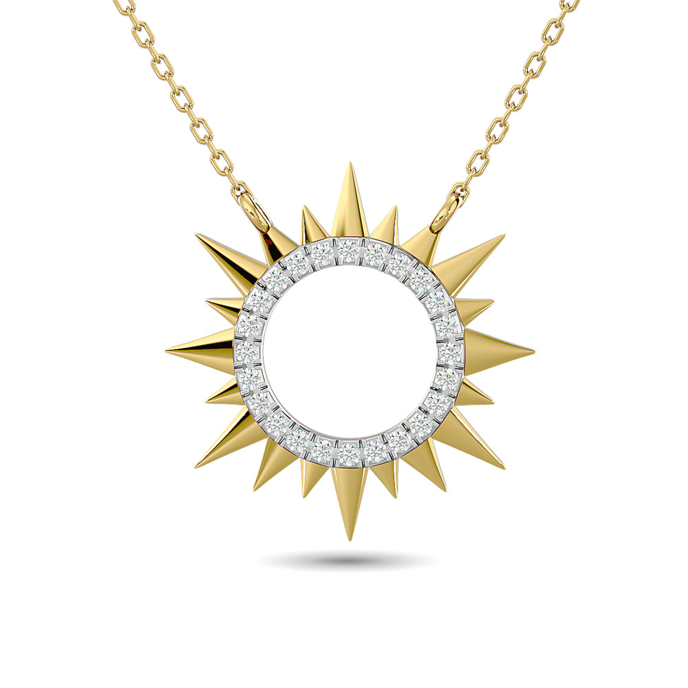 Diamond Round Cut Bar Fashion Necklace 1/8 Ct Tw In 10K Yellow Gold