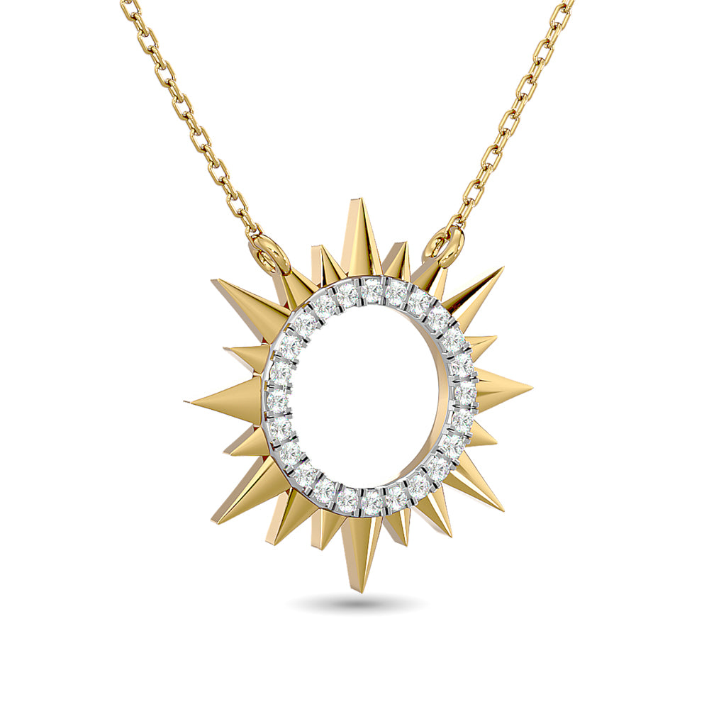 Diamond Round Cut Bar Fashion Necklace 1/8 Ct Tw In 10K Yellow Gold