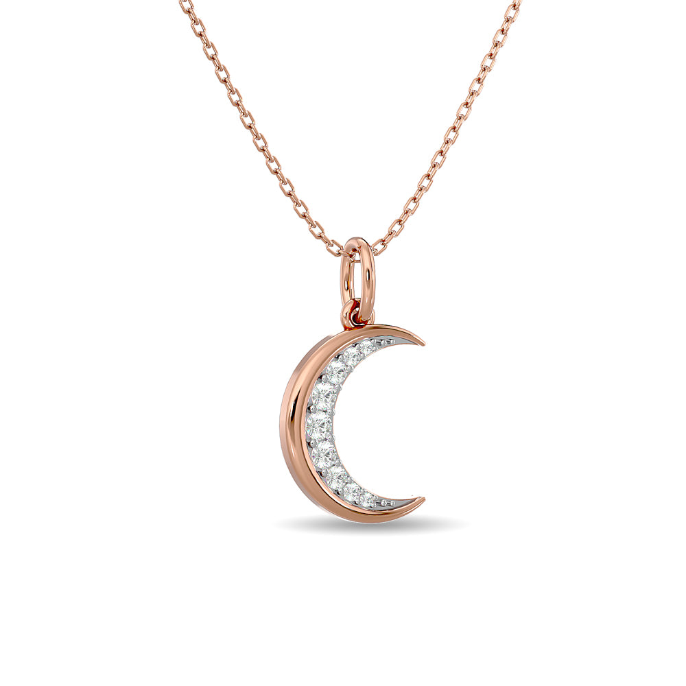 Diamond 1/8 Ct Tw Moon Pendant In 10K Rose Gold