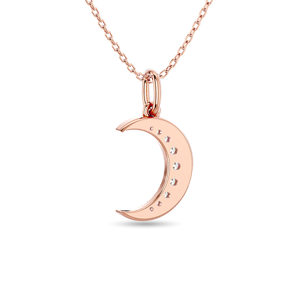 Diamond 1/8 Ct Tw Moon Pendant In 10K Rose Gold
