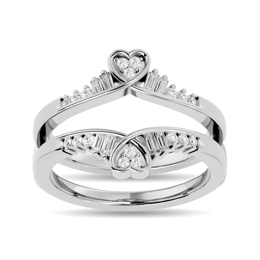 Diamond 1/4 ct tw Round and Tapper Guard Ring in 14K White Gold