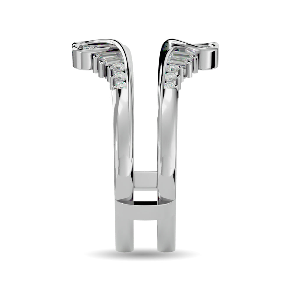 Diamond 1/4 ct tw Round and Tapper Guard Ring in 14K White Gold