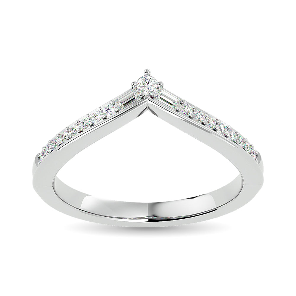 10KT WHITE GOLD 1/6CT TW DIAMOND CHEVRON BAND