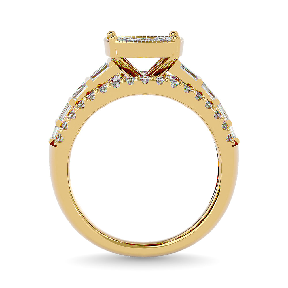 Diamond 1 1/2 Ct.Tw. Round And tapper Engagement Ring in 10K Yellow Gold