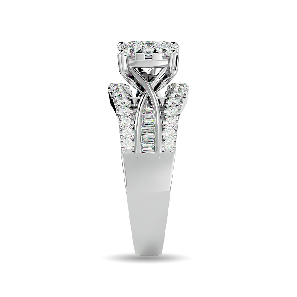 Diamond 1 Ct Tw Round Cut And Tapper Fashion Ring In 10K White Gold