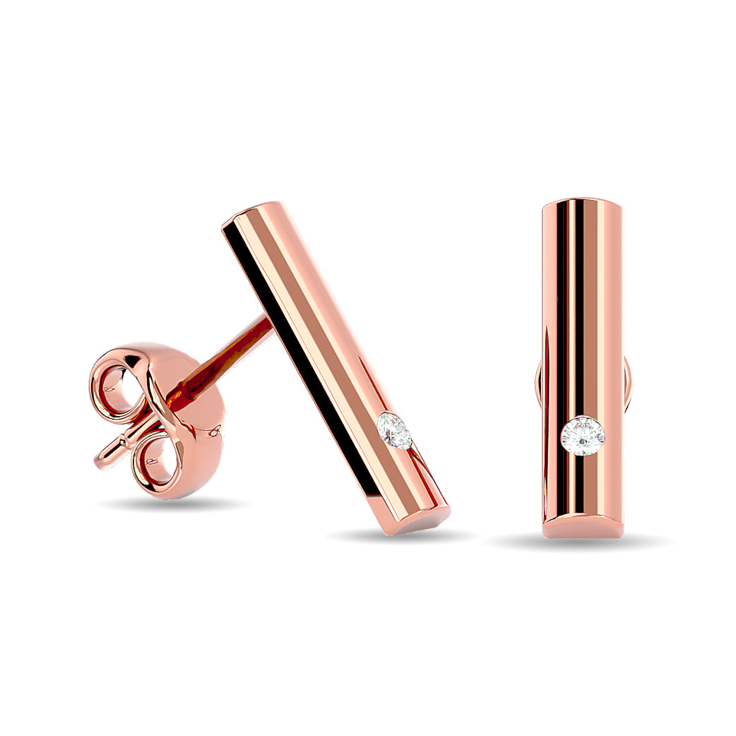 Diamond 1/20 ct tw Bar Earrings in 10K Rose Gold