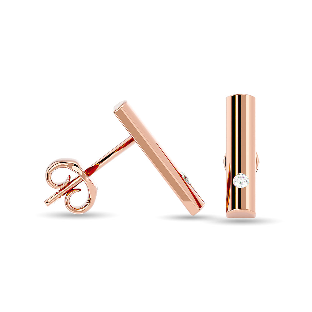 Diamond 1/20 Ct Tw Bar Earrings In 10K Rose Gold