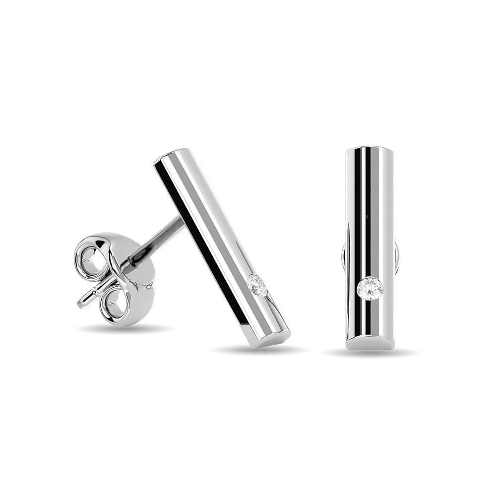 Diamond 1/20 ct tw Bar Earrings in 10K White Gold