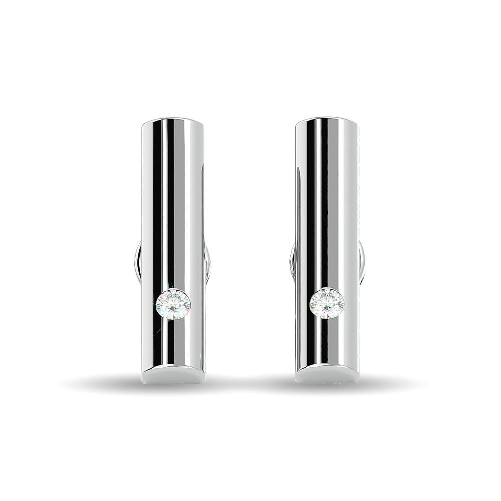 Diamond 1/20 Ct Tw Bar Earrings In 10K White Gold