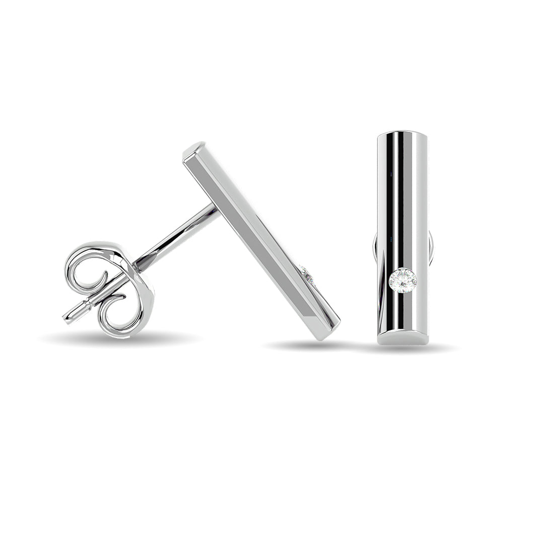 Diamond 1/20 ct tw Bar Earrings in 10K White Gold