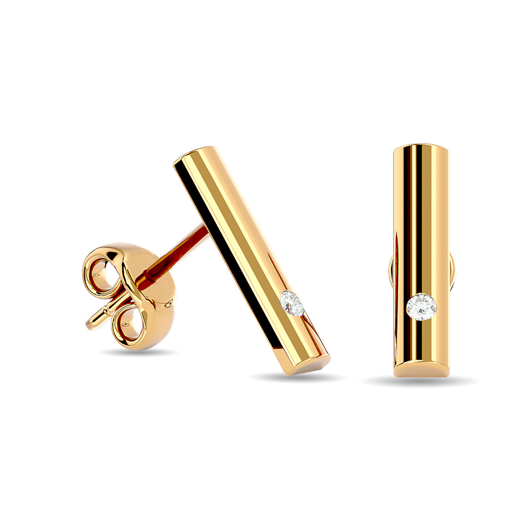 Diamond 1/20 ct tw Bar Earrings in 10K Yellow Gold