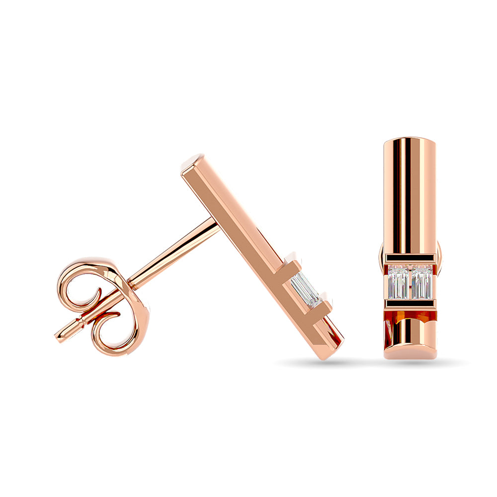 Diamond 1/20 Ct Tw Bar Earrings In 10K Rose Gold