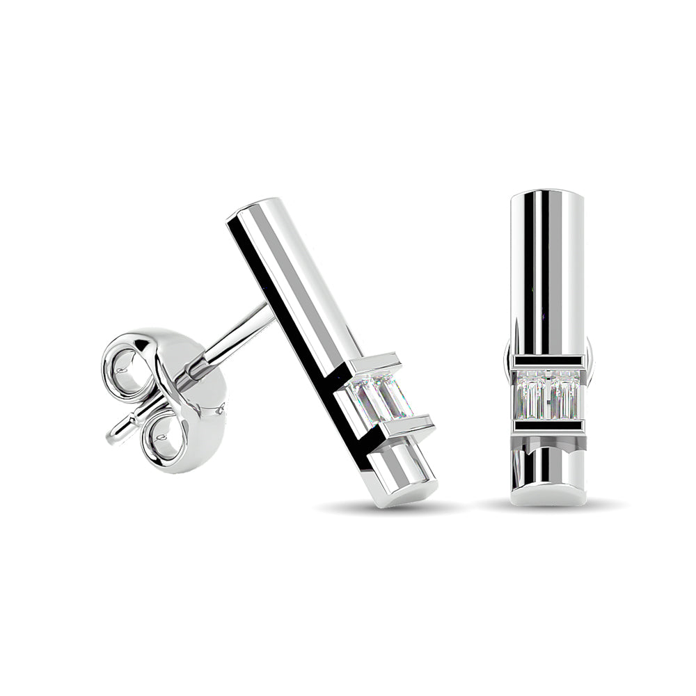 Diamond 1/20 ct tw Bar Earrings in 10K White Gold