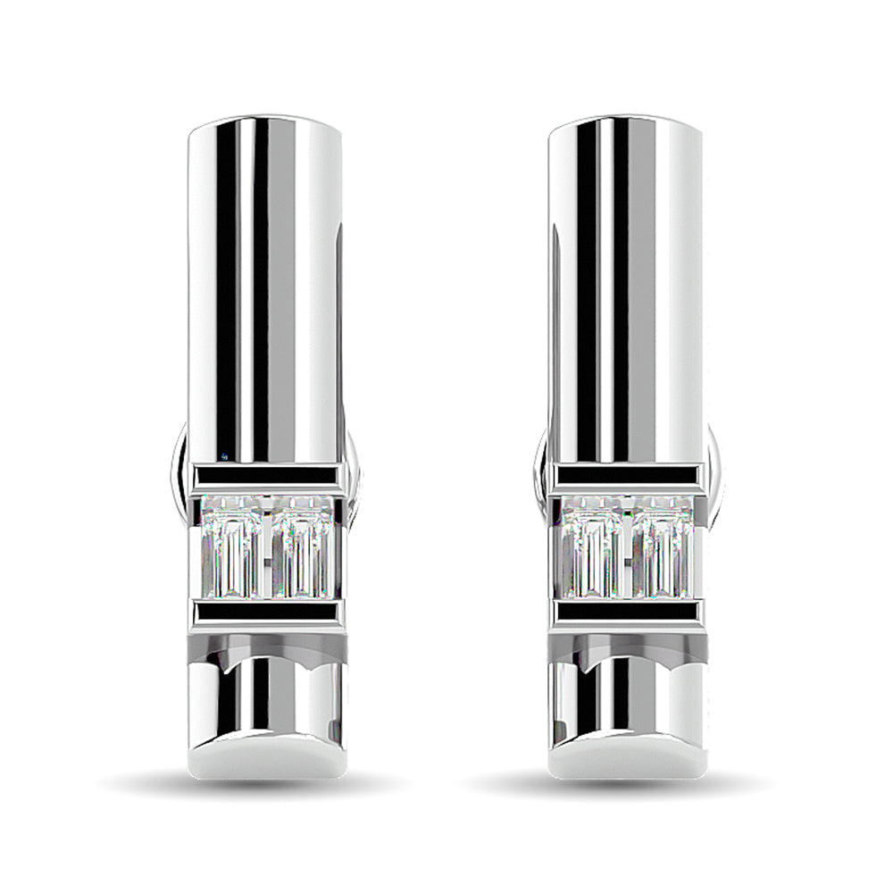 Diamond 1/20 Ct Tw Bar Earrings In 10K White Gold