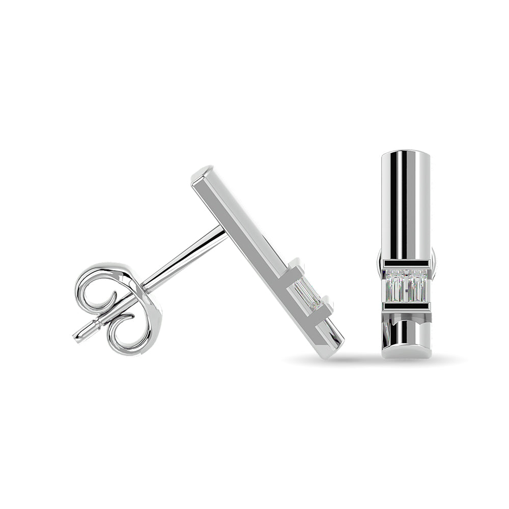 Diamond 1/20 Ct Tw Bar Earrings In 10K White Gold