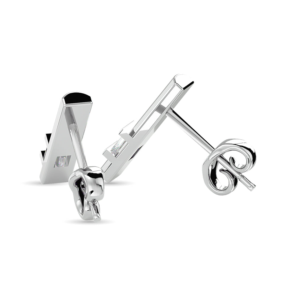 Diamond 1/20 Ct Tw Bar Earrings In 10K White Gold