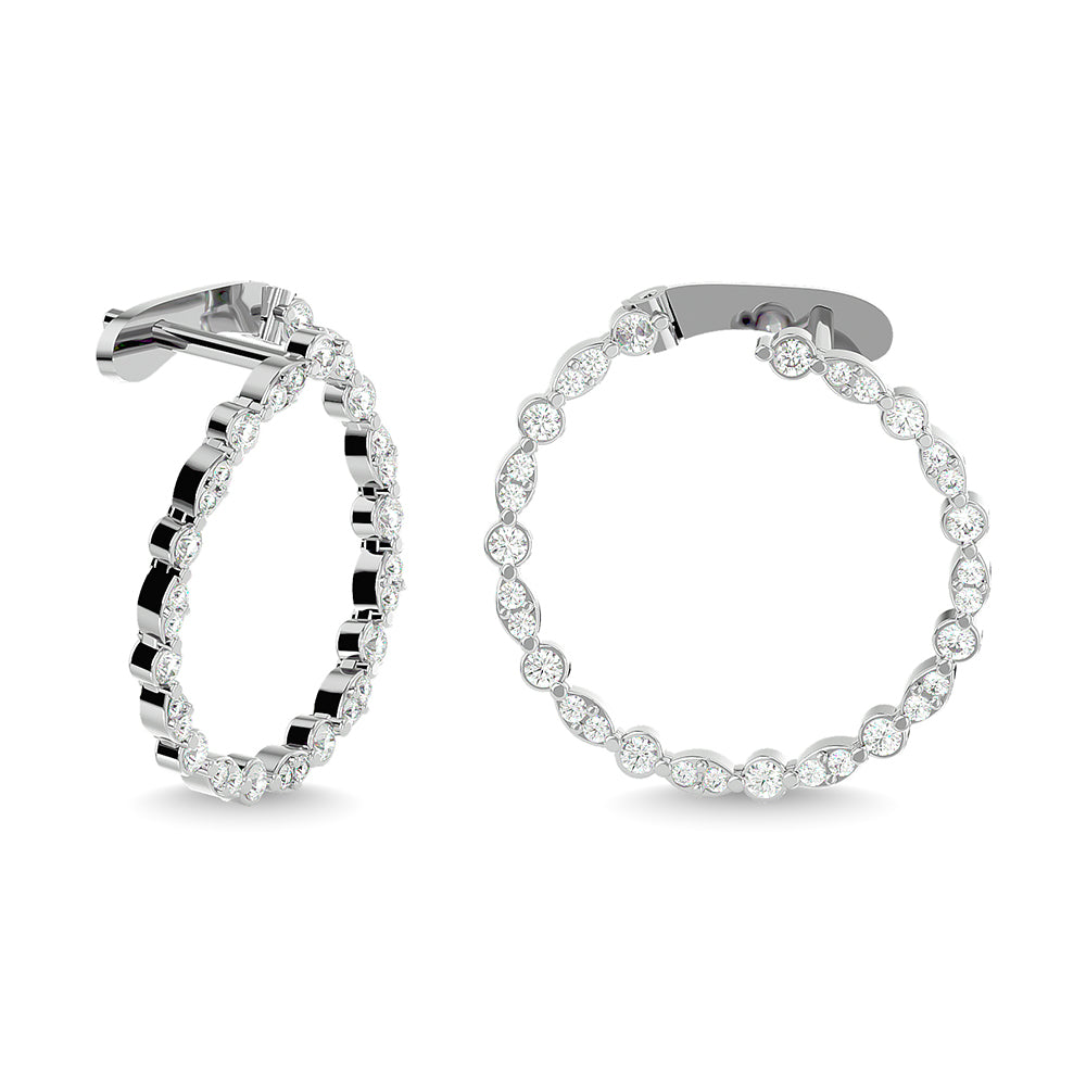 Diamond 7/8 Ct.Tw. Hoop Earrings In 14K White Gold