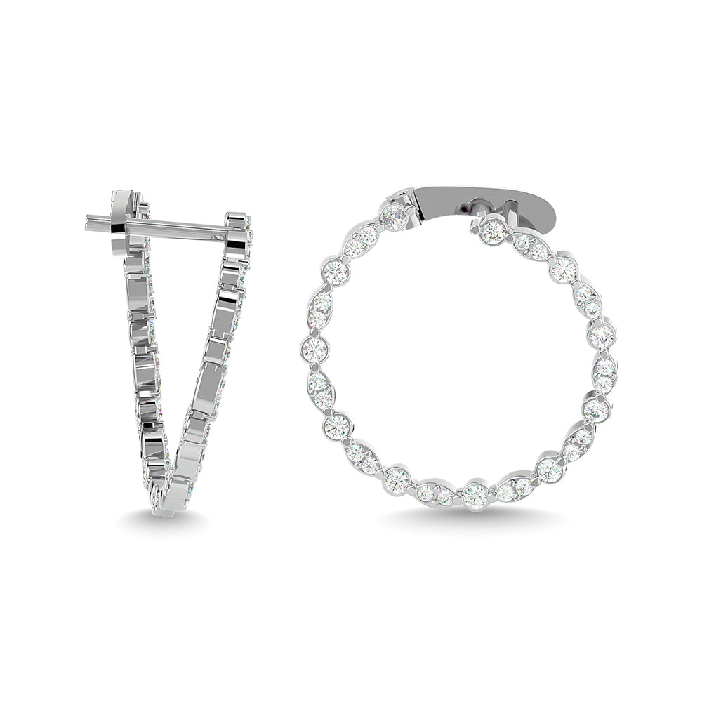 Diamond 7/8 Ct.Tw. Hoop Earrings in 14K White Gold