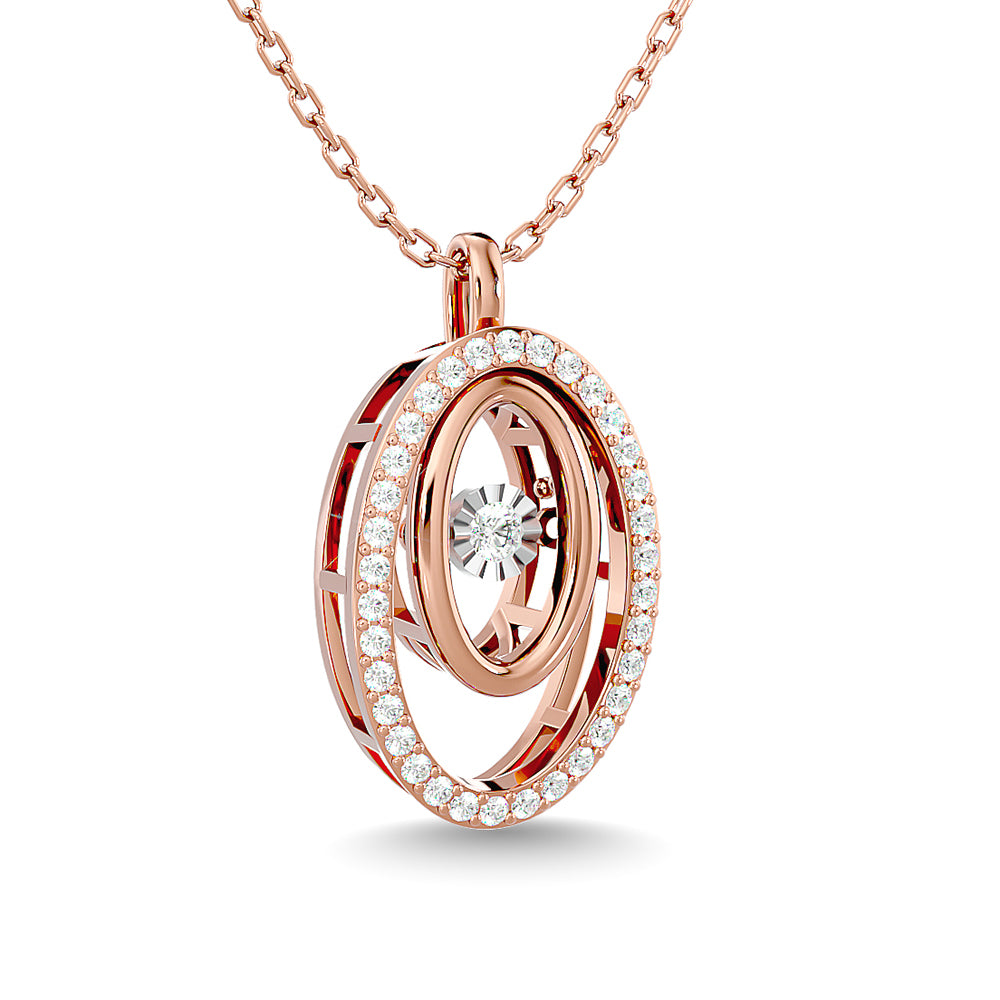Diamond 1/4 Ct.Tw. Oval Shape Pendant in 14K Rose Gold