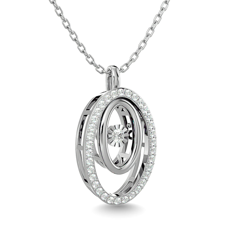 Diamond 1/4 Ct.Tw. Oval Shape Pendant in 14K White Gold