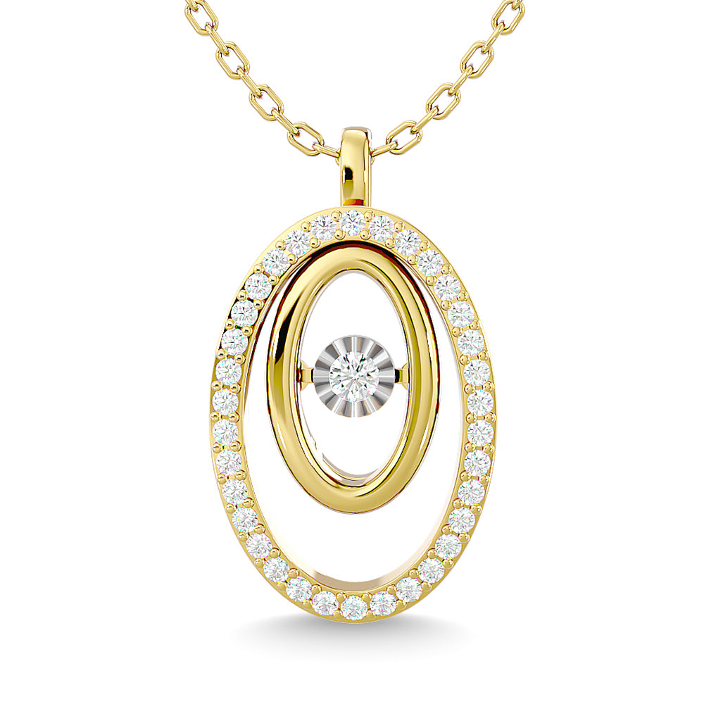 Diamond 1/4 Ct.Tw. Oval Shape Pendant In 14K Yellow Gold