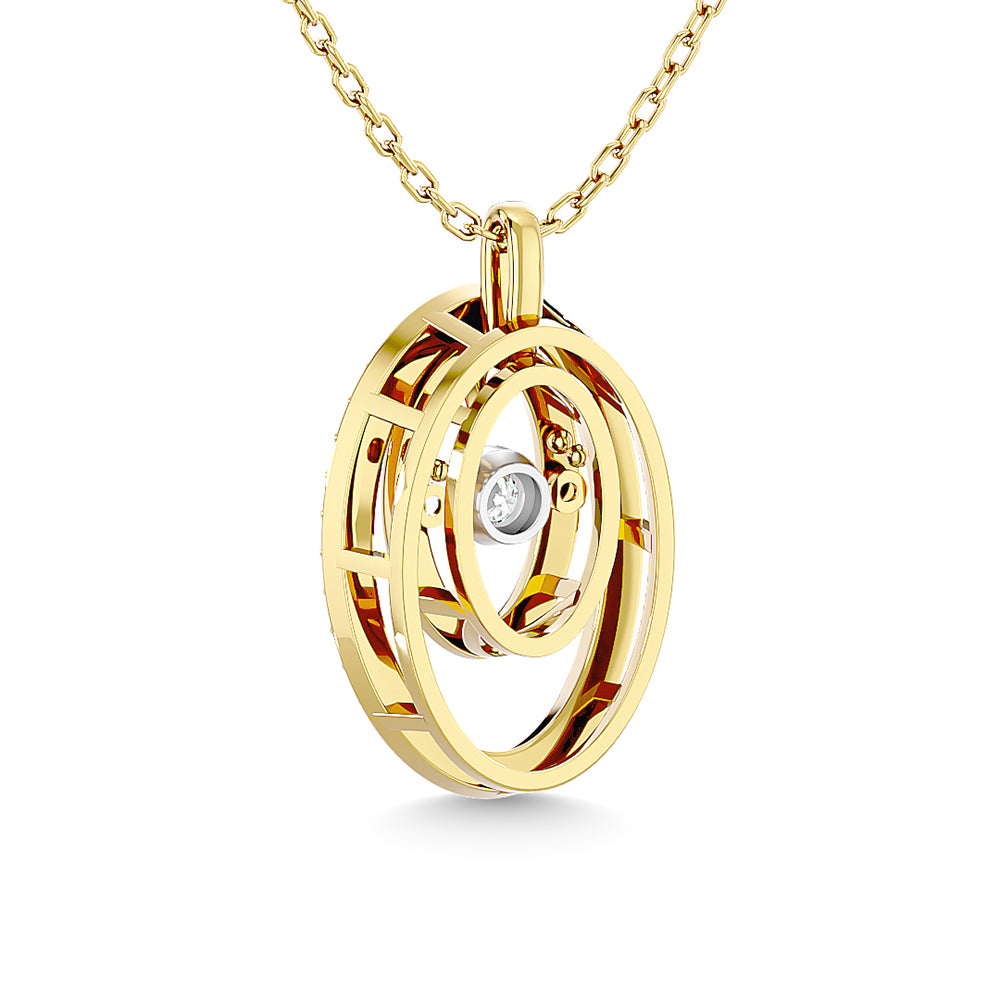 Diamond 1/4 Ct.Tw. Oval Shape Pendant in 14K Yellow Gold