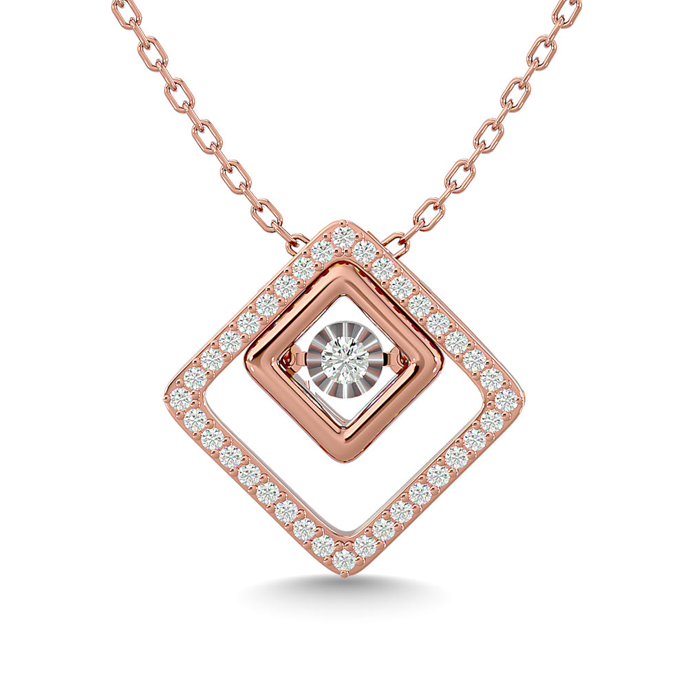 Diamond 1/4 Ct.Tw. Square Shape Pendant in 14K Rose Gold