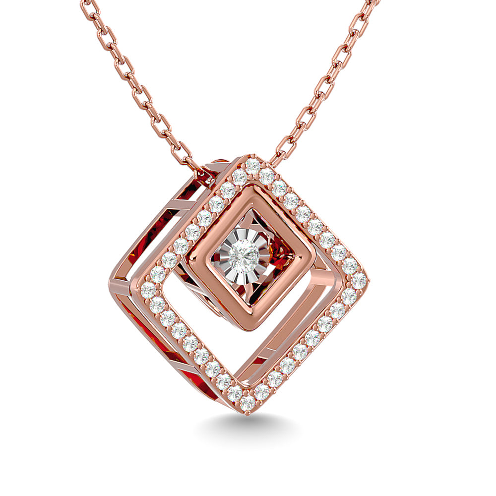 Diamond 1/4 Ct.Tw. Square Shape Pendant In 14K Rose Gold