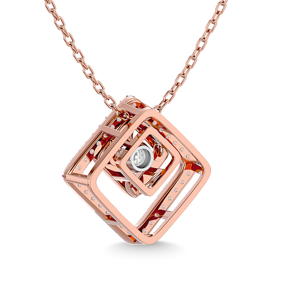 Diamond 1/4 Ct.Tw. Square Shape Pendant In 14K Rose Gold