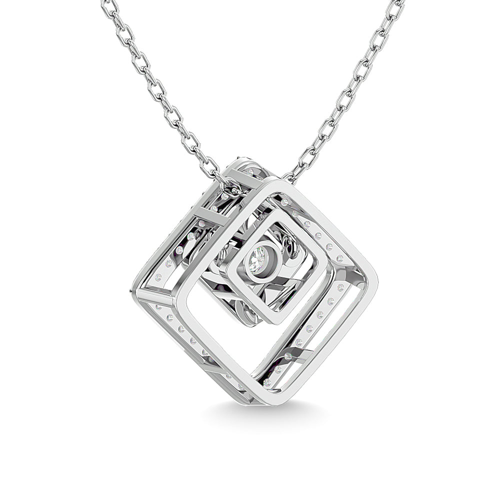 Diamond 1/4 Ct.Tw. Square Shape Pendant in 14K White Gold