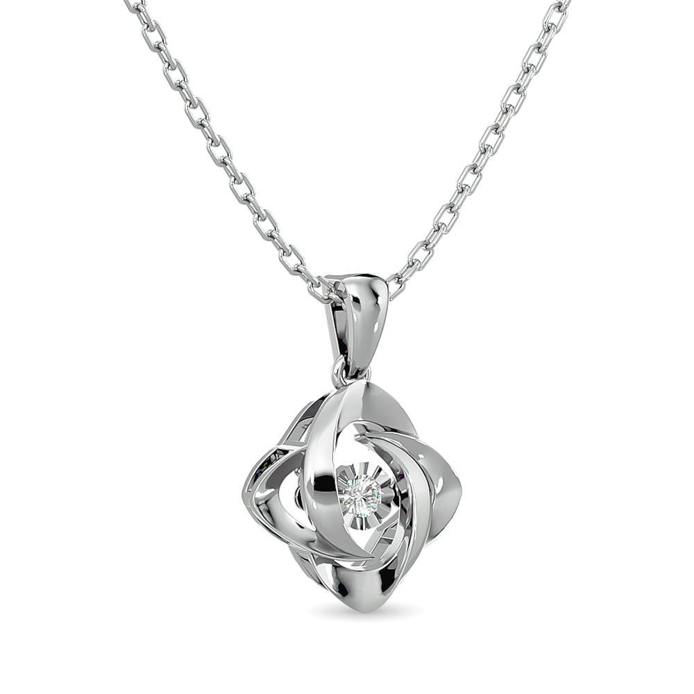 Diamond Shimmering Pendant 1/20 Ct Tw In Sterling Silver