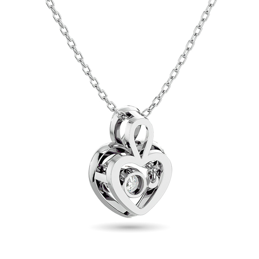 Diamond Shimmering Heart Pendant 1/20 ct tw in Sterling Silver