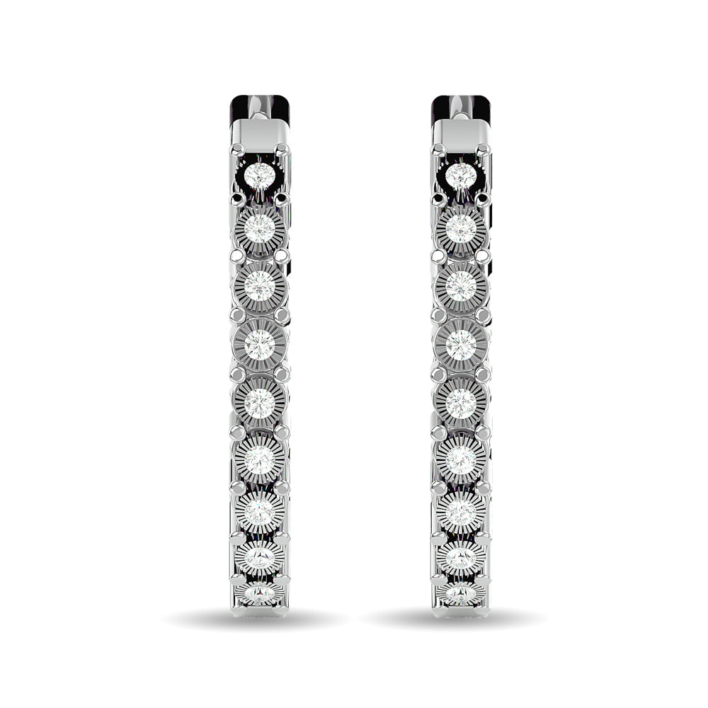 Diamond 3/8 Ct Tw Hoop Earrings In 10K White Gold
